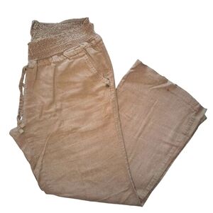 Love Tree Brown Linen Blend Cozy Drawstring Pants Size Large